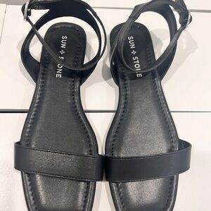 Sun + Stone Sleek Black Sandals